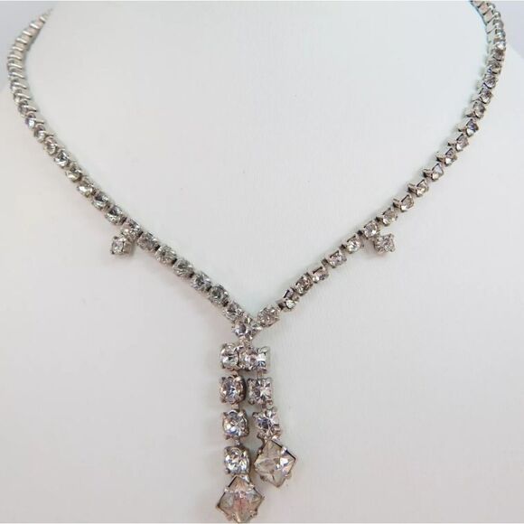 VNTG Weiss & Kramer Icy Rhinestone Necklaces Brooch Bracelet & Earrings 102.8g - Picture 3 of 11